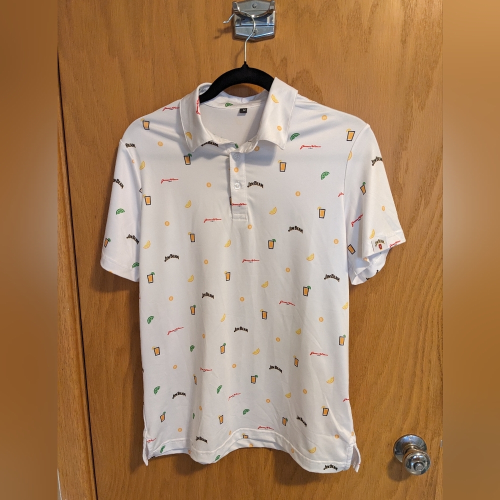 Jim Beam Logo Golf Shirt, women's size M, White